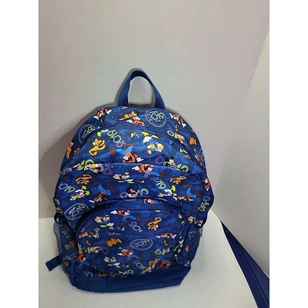 Disney Disneyland 2019 Backpack‎ Blue Mickey Pluto Goofy Donald Lightweight Used